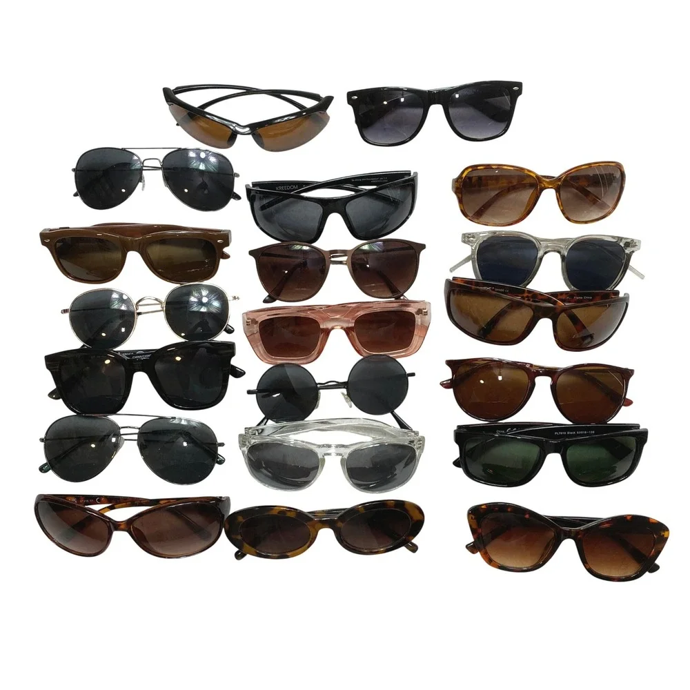 Lot Of 20 Sunglasses Mixed Unisex OS Multi Color Aviator Retro Y2K Pairs Bundle